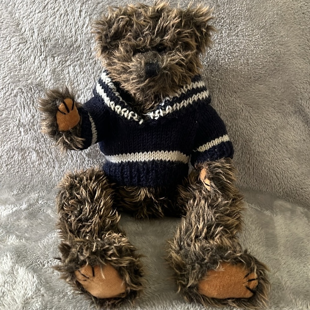 TY Copperfield Teddy Bear in Blue Sweater 15" Jointed Plush 1993 Retired